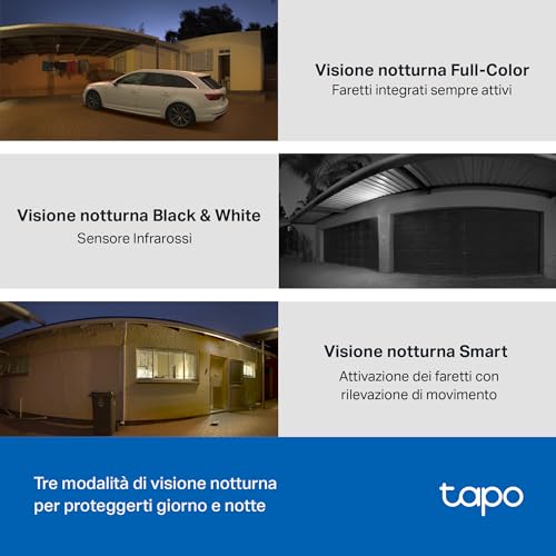 Tapo C510W Telecamera WiFi da esterno 2K 3MP, visione a 360°, visione notturna a colori, telecamera di sorveglianza IP, sensore di movimento, impermeabile IP65, audio bidirezionale, Alexa - Immagine 1