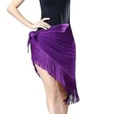 YAOTT Mujer Bodycon Bufanda de Cadera Triangular para Danza del Vientre Falda de Práctica de Baile Latino Traje de Fiesta Rave Disfraces de Baile con Borla Morado
