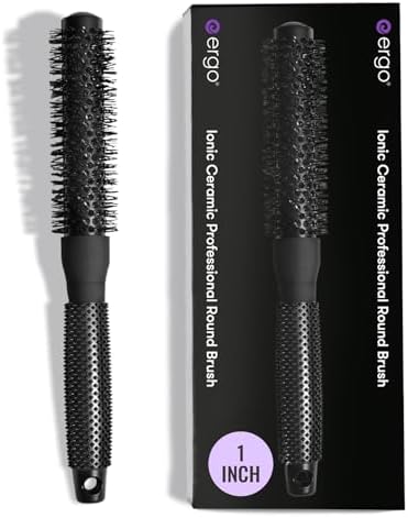 ERGO Ceramic Ionic Round Brush for Blow Out - Salon Quality Hair Brushes for Women - Roller Brush for Blow Drying, Wet and Dry Hair Styling, Volumizing Hair Care - ER25: 1"