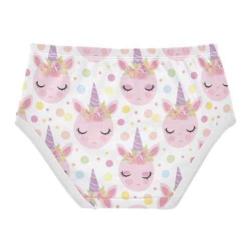 Wusikd Pink Unicorn Faces Girls' Underwear Cotton Cute Girls Briefs Soft Toddler Underwear 2T2