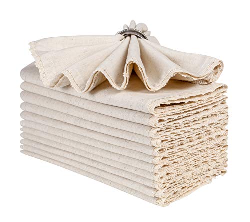 Homebia Design Cotton Linen Lace Napkins Set of 12, 18x18 Natural Blend by Homebia Designs - Used condition - US$17.49