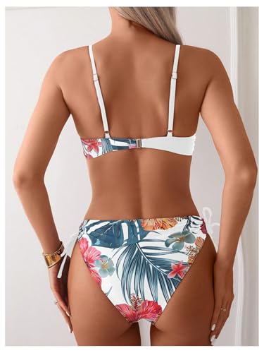 Verdusa Women's 2 Piece Floral Twist Front Underwire Bikini Set Tie Side Swimsuit2