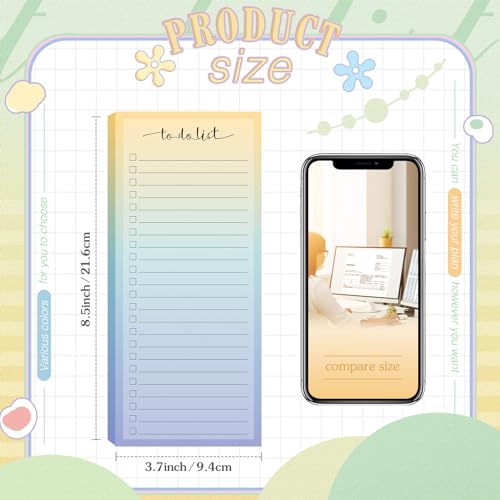 Image of Censen 10 Pack 500 Sheets to Do List Notes Daily Checklist Notepad with 50 Sheets Undated Memo Pad Color Block Shopping List Weekly Plan Notepad Organizer Planners(Vivid Color,Lined) | Note Book 505 Sheets Colorful Memo Pad Office School Supplies Planner Shopping Weekly Plan Task Organizer Tear-off Design
