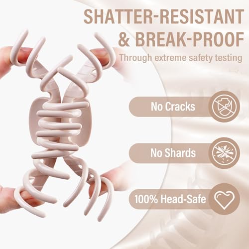 TOCESS Nylon Hair Claw Clips: Flexible & Unbreakable Safe Large Neutral Hair Claws for Thick/Thin Hair Women - Strong Hold 4 Pack 4.3 Inch Big Cute Jaw Clips — view 5