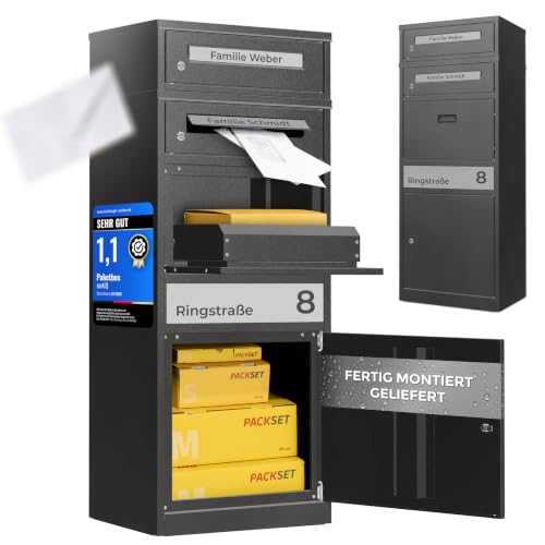 SortiQ Paketbox|XXL Paketfach|2 Briefkästen|Starkregentest|fertig montiert