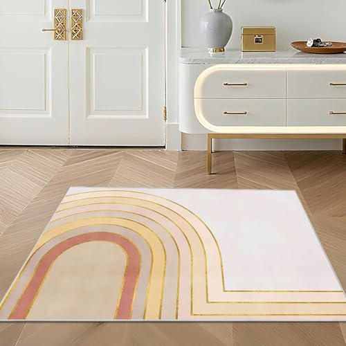 Tapis de sol cuisine facile à nettoyer 160x200cm au motif géométrique jaune