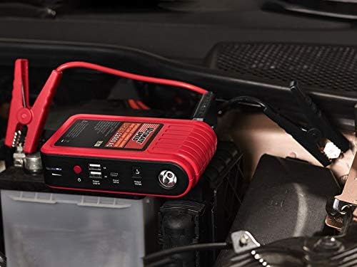 Ultimate Speed Jump Starter connected to car battery, different angle