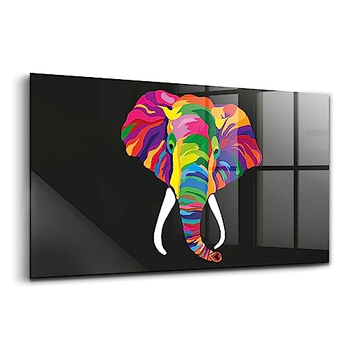 Verre d'art innovant avec motif éléphant coloré au format panoramique 120x60