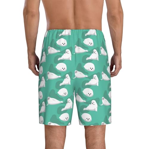 Animal Seal Pattern Men's Beach Shorts Pajama Shorts Swim Trunks with Pockets Funny Swimsuit3