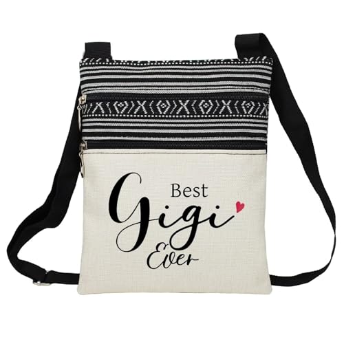 Best Gigi Ever Messenger Bag Small Ethnic Pattern Printed Adjustable Strap Crossbody Zipper Bag Phone Bag Wallet Cute Shoulder Handbag for Grandma Grandmother Women