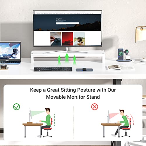 Armocity Computer Desk With Outlet And Usb Charging Port, 55 Inch Desk With Reversible Storage Shelves, Gaming Desk With Moveable Monitor Stand And Storage Bag For Home Office Workstation, White #TOP4