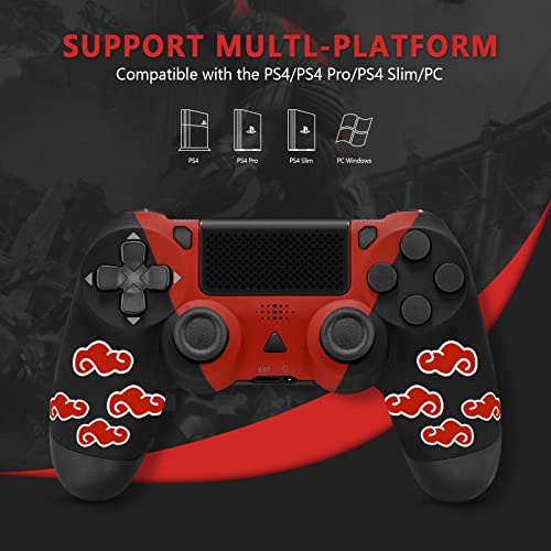 Ftfvaska Controller Ps-4 Wireless Compatible With Ps-4/Slim/Pro, P4 Controller Gaming Gamepad With Charging Cable, Dual Vibration Ps4 Remote Game Joystick Controller (Red Cloudy) #TOP4