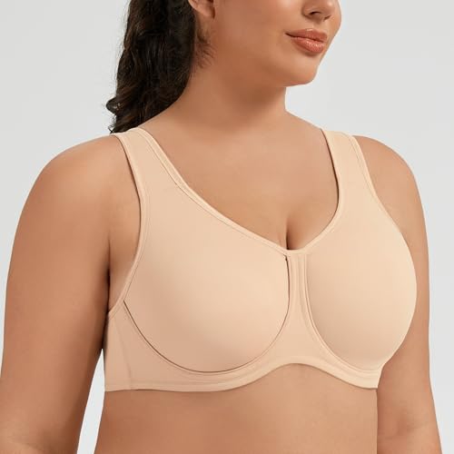 Image of Women's Underwire Sports Bra High Impact Plus Size Full Support Running Bra
