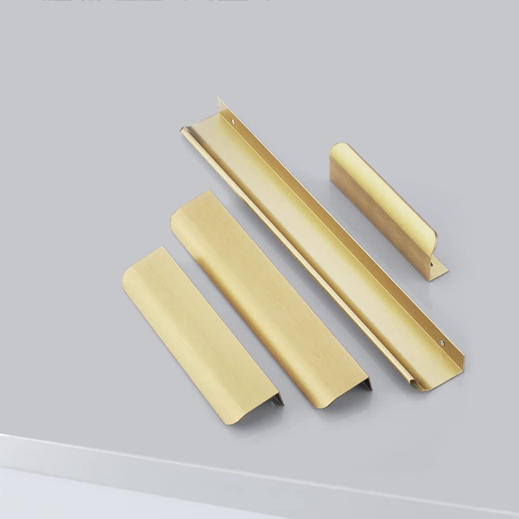 Uchwyty do szafek, Uchwyty aluminiowe niewidoczne, gałki do drzwi, szafa, kuchnia, ukryte uchwyty, uchwyty do szuflad, szczotkowane złoto, 2 sztuki(Hole distance 160mm)
