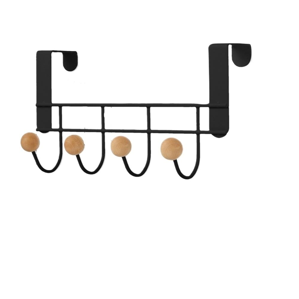 BFSAzasc Over Door Hanger Over The Door Hooks, Bedroom Hangers No-Drill Behind Clothes and Hat Over Door Hook(Black)