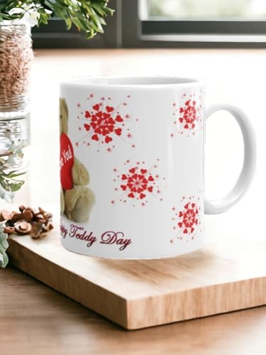 Image of Better Gift Flowers Happy Teddy Day Printed Mug, Round Shaped Multicolor Themed Coffee Mugs, Mug for Gifting, Gifting Items for Family, Friends & Closed Ones