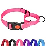 Hilkycton Martingale Collar for Dogs, No Slipping Out Reflective Puppy Collar with Quick Release Buckle, Heavy Duty Adjustable Dog Collar with Safety Lock for Medium Breed Dogs, Pink, M