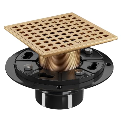 Bronze Square Shower Drain Kit with ABS Grate and Hair Catcher