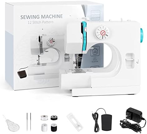 Sewing Machines Portable Mini Sewing Machine for Beginners and Kids, Electric Heavy Duty Household Mending Stitching Machine, Built-in 12 Stitches and Reverse Sewing, Blue