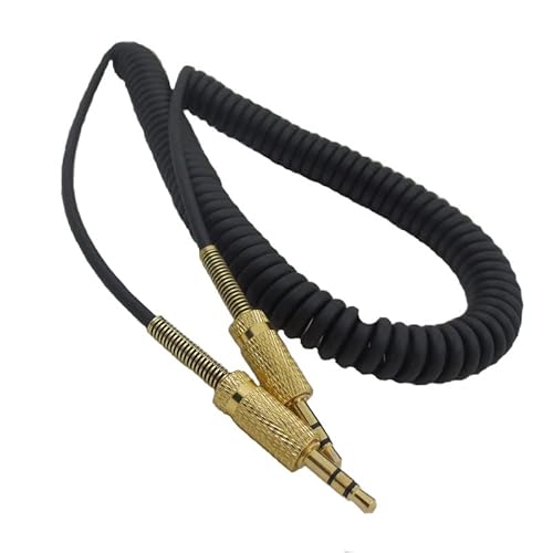 Yaowangan Câble spiralé pour haut-parleur Bluetooth MARSHALL Woburn/Marshall Woburn II, fil audio de remplacement noir avec prise plaquée or, s'étend jusqu'à 1,5m/4,11pieds Cover
