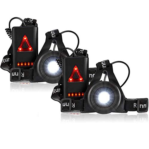 RODH Night Running Lights Jogging Led Chest Light Walking Safety Back Warning Light for Runners Joggers Walking Biking Hiking Super Bright with USB Rechargeable Battery Adjustable Strap - 2 Pack