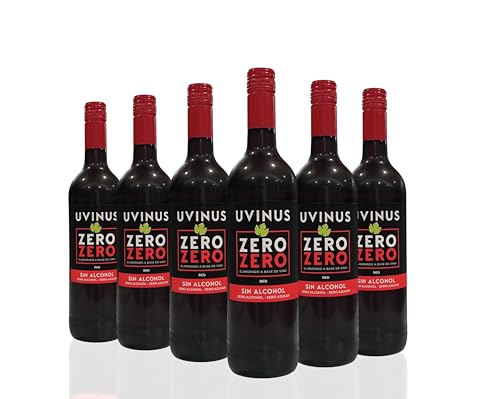 Vino Tinto UVINUS Sin Alcohol y Sin Azúcar - Caja de 6 botellas - ZERO Azúcar y ZERO Alcohol | Vino tinto saludable.