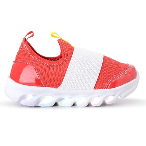Tenis Infantil Vermelho Led Luzinha Colorida Calce Facil Leve Con...