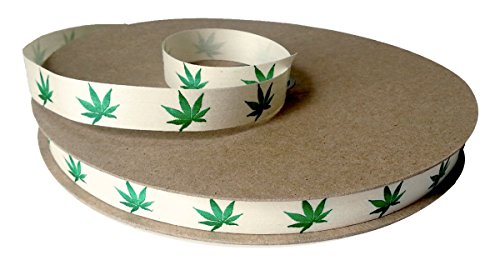 100% Biodegradable Natural Ribbon | Prints & Stripes | Ribbon for Crafts | Cotton Curling Ribbon | Holiday Ribbon | Wrapping Ribbon | Eco-Friendly Ribbon (Cannabis Leaf, 1/2" x 100 Yards)