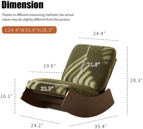 Comfortable Glider Rocking Chair, Upholstery Glider Chair, Solid Wood Frame, Perfect for Multiple Settings Accent Reading Chair for Bedroom,Living Room,Nursery