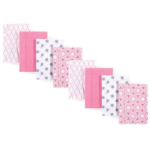 Image of Hudson Baby Cotton Poly Flannel Burp Cloths Multipack, Medallion 8-Pack, One Size
