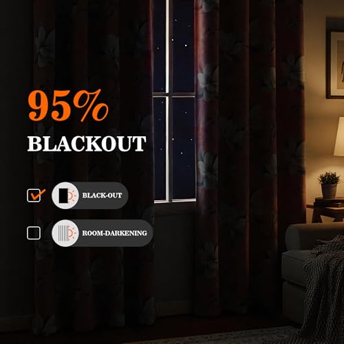Image of MYSKY HOME 95% Floral Blackout Curtains 63 Inch Length for Girls Bedroom Nursery 2 Panels Set Black Out Thermal Insulated Privacy Protect White Flower Patterned Grommet Drapes, 52 inch Wide, Pink