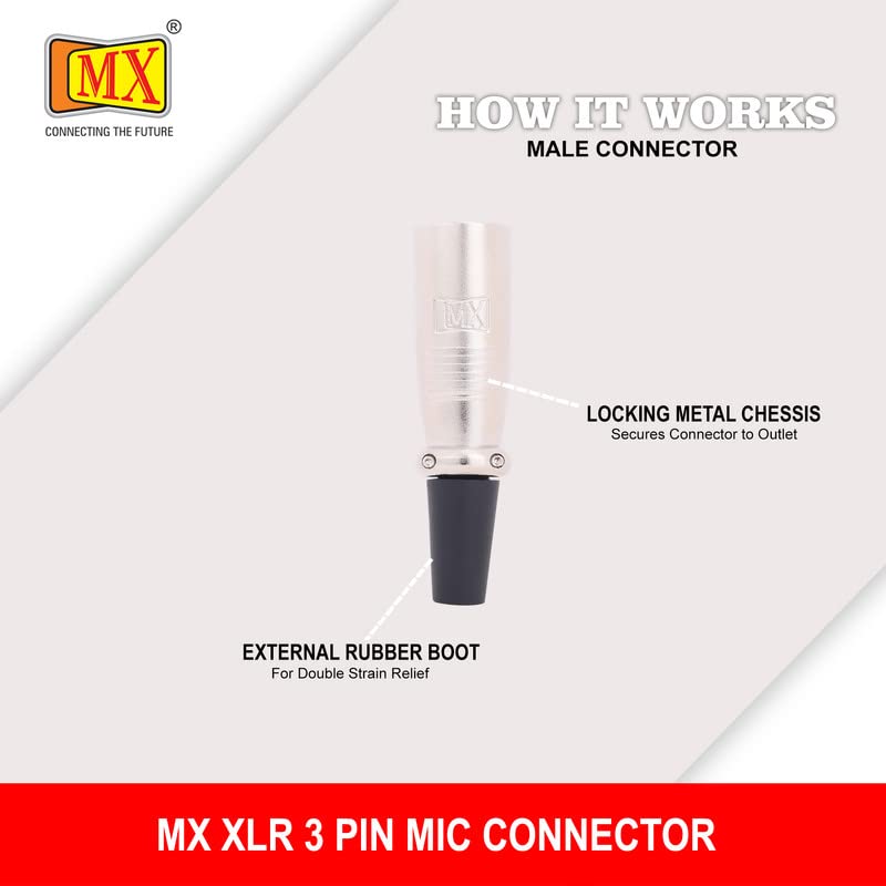 Image of MX 3 Pin XLR connector Microphone Connector pin Pure Copper Nickel Plated Pins1 for High Conductivity microphone cable connector PERENT (3 PIN (silver), Pack of 4, Male Connector)