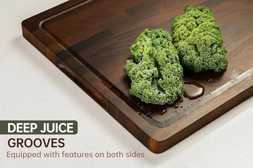 Image of THETCHRY Walnut Cutting Boards For Kitchen, End Grain Wooden Cutting Board with Handle, Chopping Board Double Sided Charcuterie Boards For Meal Prep & Serving with Gift Box（Black Walnut）17 inchX13 inch X1 inch