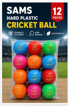 SAMS Hard Plastic Cricket Ball, HDPE, Medium Bounce, Lightweight,for Kids Fun and Out Door in Door Park plying Ball Multicolour,7cm boll Pack of 12