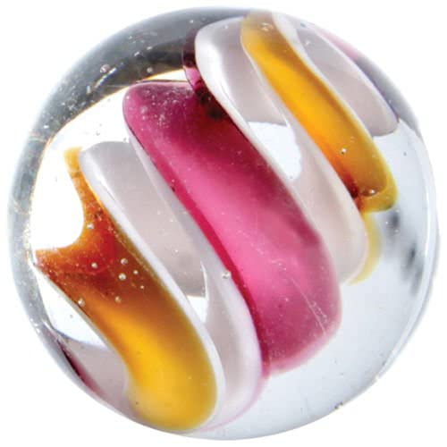Big Game Toys ~Set of 3 HELTER SKELTER 16mm Handmade Art Glass Marbles Clear/Blue/Yellow/Pink/Orange Swirl Cat's Eye Home Decor/vase Filler/Aquarium - Image 2
