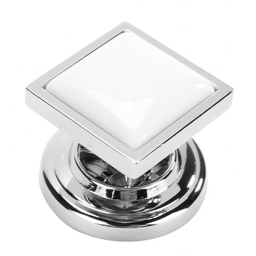 Mutuer Square Cabinet Handle,10pcs Zinc Alloy Cabinet Drawer Wardrobe Door Square Handle Knobs Furniture Pulls (Bright Chrome-White)
