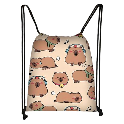 Capybara - Mochila ligera de poliéster de 41 x 35 cm, de almacenamiento para gimnasio, impermeable, de hombro con cordón para niños, mujeres, hombres, deportes al aire libre