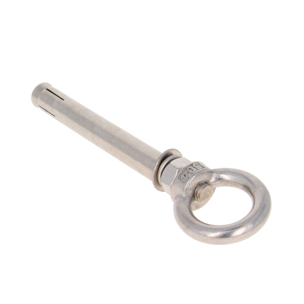 MroMax Expansion Lifting Eyebolt M10x120mm Eye Ring Bolt 5.91" Length 304 Stainless Steel Expansion Bolts with Nuts Eye Hooks Anchor Fastener for Concrete Wall Masonry Ceiling Silver 2Pcs