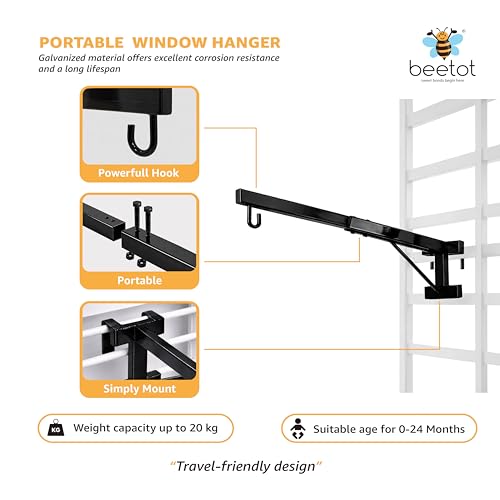 Image of Baby Window Cradle Hanger | Portable Type Metal Rod | Weight Support Up to 20Kg | Black,80cm