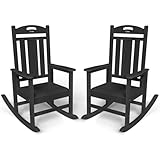 Ciokea Outdoor Rocking Chair Set of 2, Black HDPE Rocking Chairs for Outside, All-Weather Comfortable Patio Rockers for Front Porch Deck Balcony