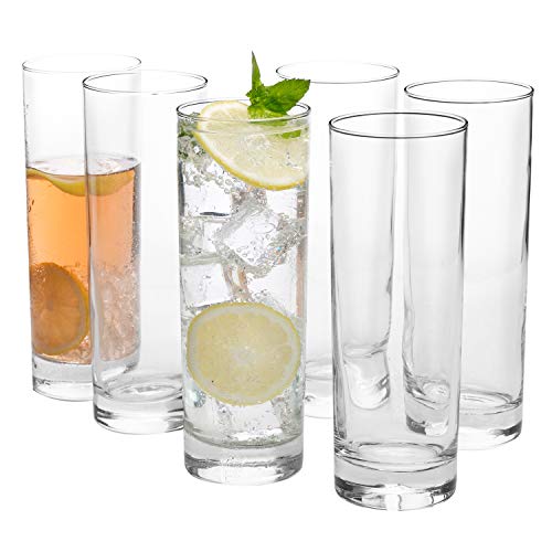 Highball Glasses with Heavy Base, Clear Drinking Glasses Set for Water, Juice, Cocktails, Wine, Beer, and Whiskey, 12 1/4 Ounce, Set of 6