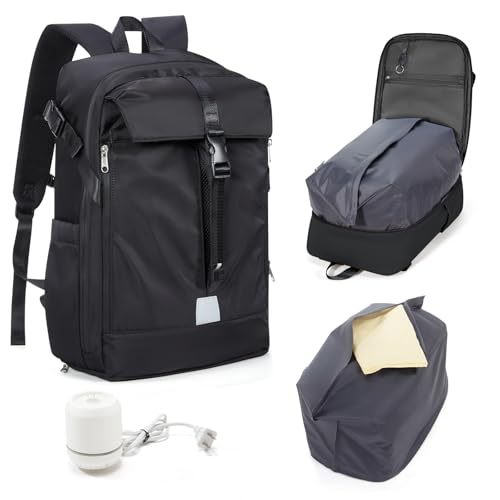 SEAFEW Vacuum Backpack Travel with Separate Seal Compression Bag & Pump, Waterproof Carry on Suitcase Luggage Flight Approved for Men Women, Laptop Daypack for Work Trip Gym, Black