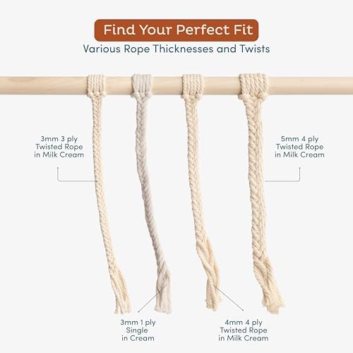 Nook Theory 3mm Macrame Cord 220 Yards - 4mm 5mm Soft Macrame Rope Perfect for Knots - Macrame Supplies for Wall Hangers & Boho Decorations - Cotton Rope - Macrame String (Cream 3mm) - 4