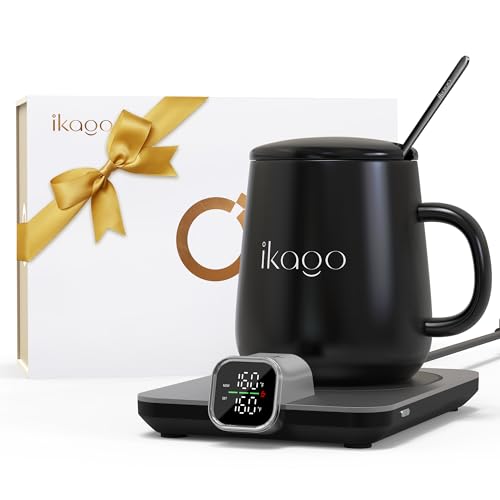 iKago Coffee Mug Warmer Set, Temperature Control Smart Heated Mug for Desk, Electric Coffee Warmer with Auto Shut Off & Real-Time Temp Display, Gifts for Men...