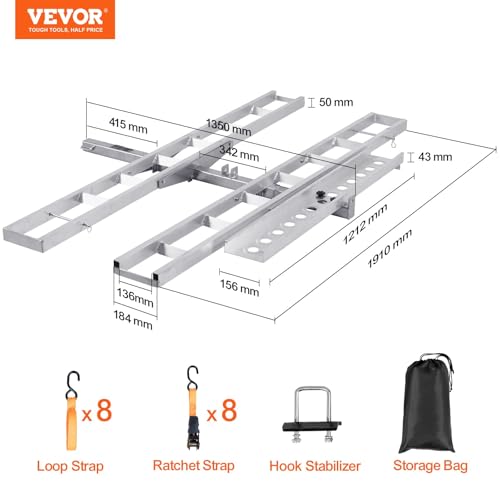 Portamotos para enganche de remolque, capacidad de carga 600 lb, rampa integrada de 1,18 m, estructura de aluminio anodizado, incluye correas y bolsa de transporte miniatura 2