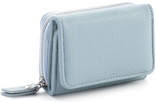 RRANCharltu Geldbörse Damen Klein Leder Kleines Portemonnaie Damen Mini Geldbeutel mit Zipper Münzfach Kartenfächer, Blau