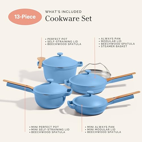 Image of Our Place Cookware Set, 13-Piece Ceramic Nonstick Pots & Pans with Utensils | Ceramic cookware set with Always Pan, Perfect Pot & spatulas; induction & oven safe to 450F, non-toxic cookware