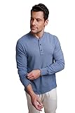Cottonique Hypoallergenic Henley Long Sleeve Shirt for Men with Skin Allergies and Sensitive Skin (as1, Alpha, xx_l, Regular, Regular, Smoke Blue)