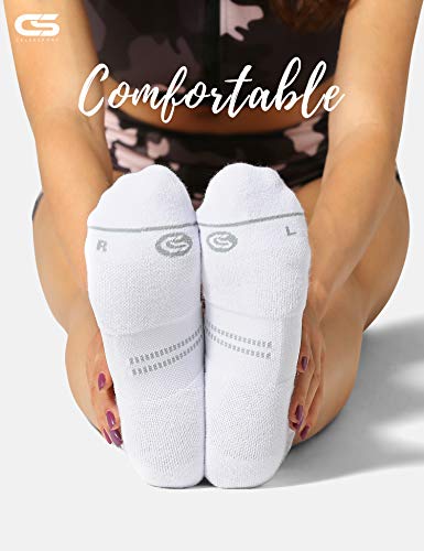 Cs Celersport 6 Pack No Show Running Socks For Women With Tab Ankle Athletic Socks, White, Medium #TOP2