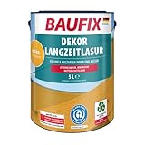 BAUFIX Dekor-Langzeitlasur, Holzschutzlasur kiefer, 5 Liter, atmungsaktive Holzschutzlasur für außen und innen, für alle Nadel- und Harthölzer, witterungsbeständig, UV-beständig